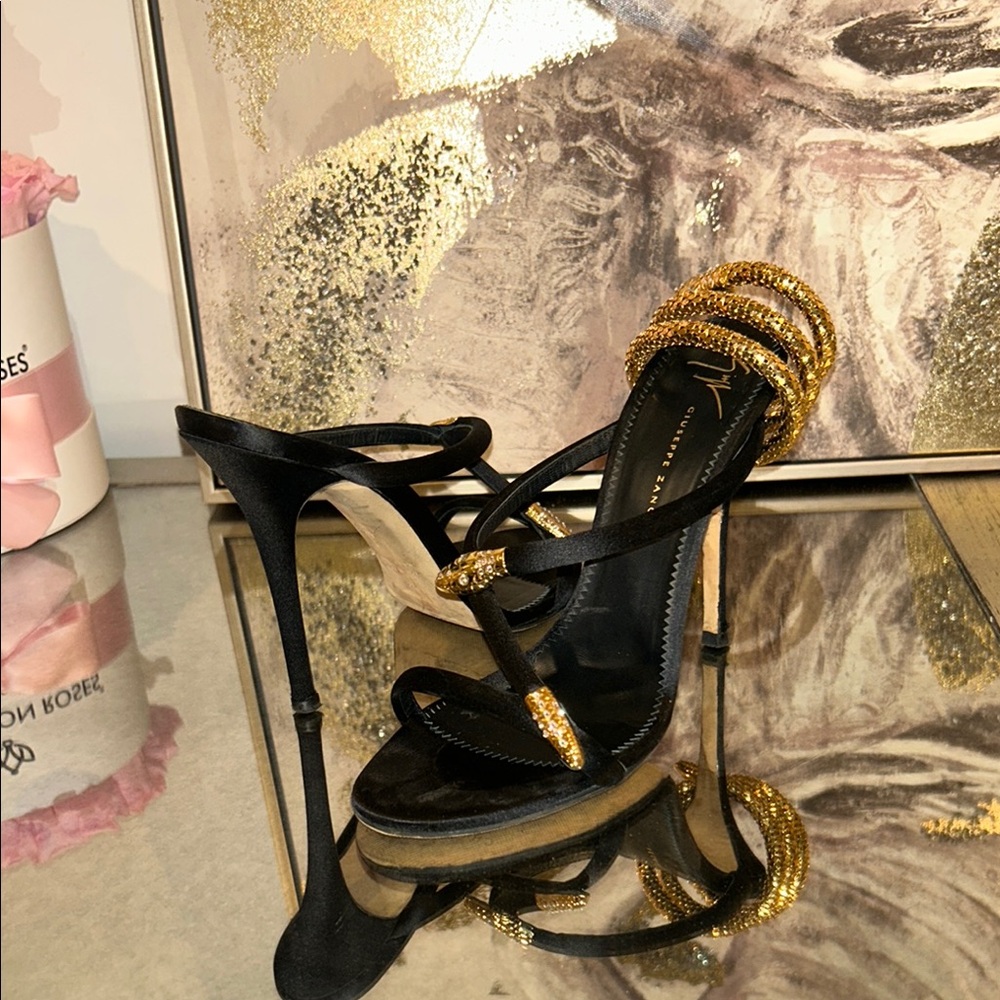 Giuseppe Zanotti Black and Gold Women's Heels - Picture 2 of 3
